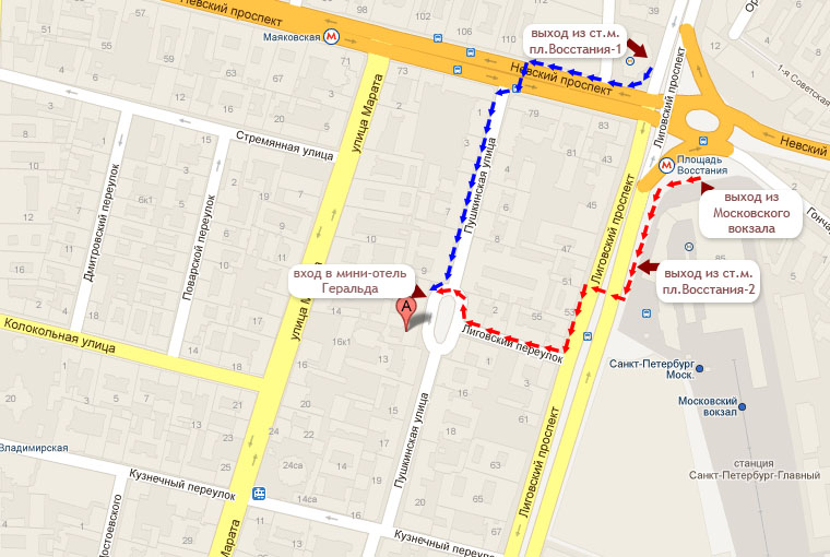 Карта площади восстания в санкт петербурге